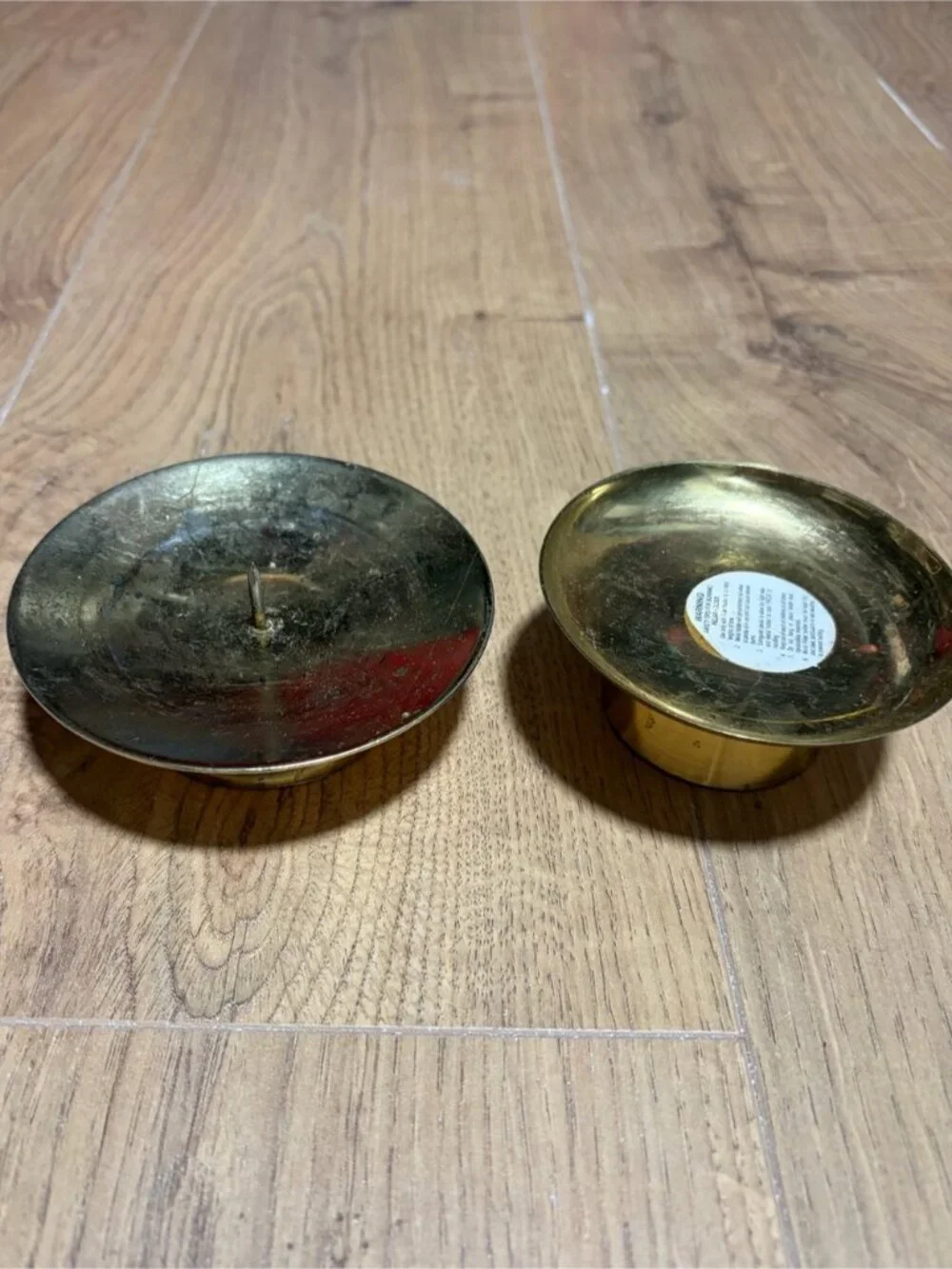Vintage Hong Kong Brass Chamberstick Candle Holder Pair – Finger Loop & Cup Hold